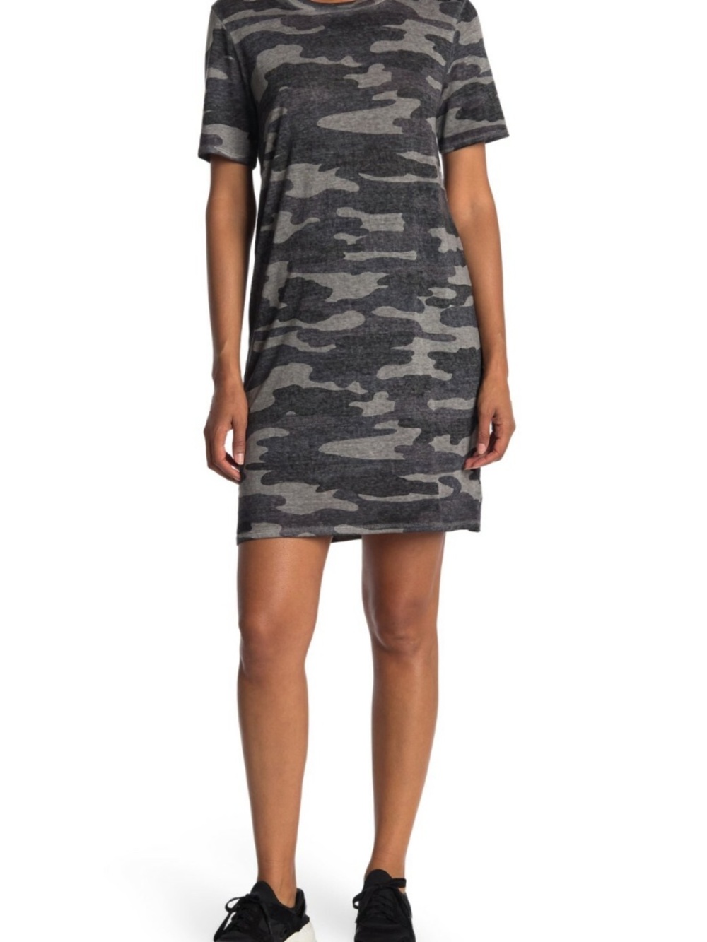 Lucky Brand Camo Summer T-Shirt Dress Black Camouflage Size Large